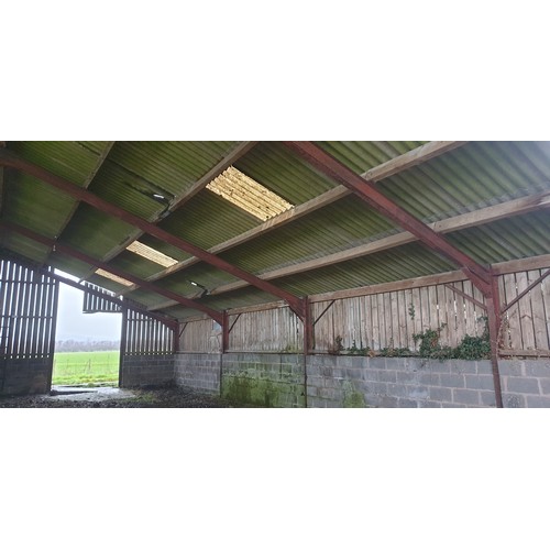 1179 - Steel framed 4 bay dutch barn 60ft x24ft and the lean to is 60ft x22ft.  Recently dismantled