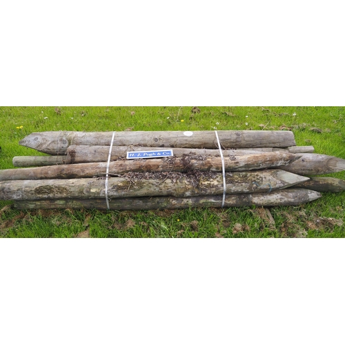 1066 - Peeled round stakes 10' mixed - 15