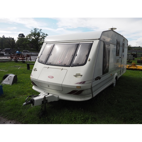 1649 - Elddis Typhoon GT single axle caravan. Key, handbook and manuals in office