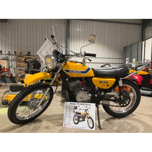 1691 - Suzuki TS185 motorcycle. 1973. 185cc.
Frame no. TS185 77064
Engine no. TS185 77049
Runs and rides ve... 