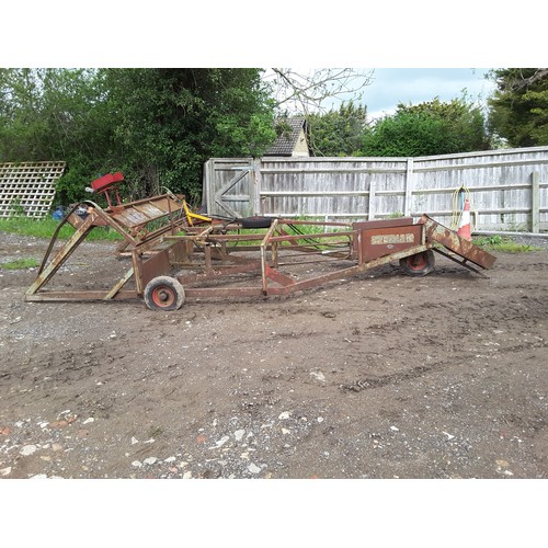 1674 - Cooks flat 8 accumulator sledge with hydraulic trip, spare wheel and tow bar