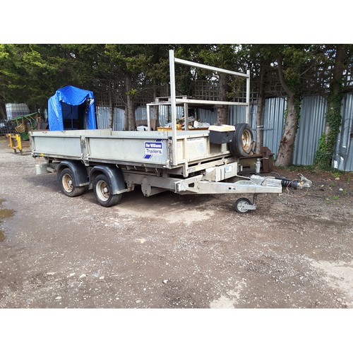 1677 - Ifor Williams 12ft x 6ft tipping trailer with skids. Control box in office