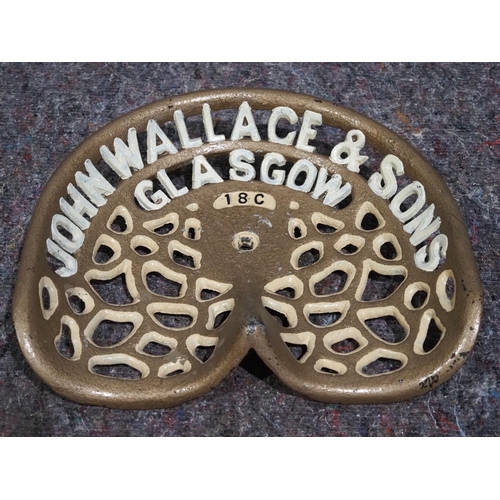 96 - Cast iron seat - John Wallace & Sons, Glasgow 18C. A/F