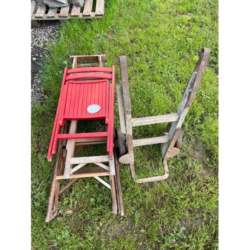 310D - Sack trolley, wooden ladder and chair etc