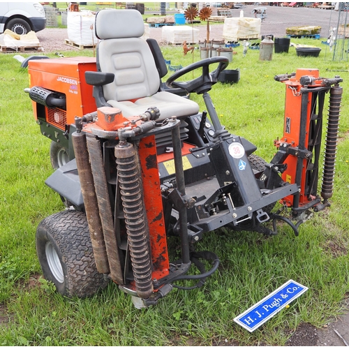 1680J - Jacobsen Textron T Plex 185D commercial gang mower. Runs. Manual and key in office