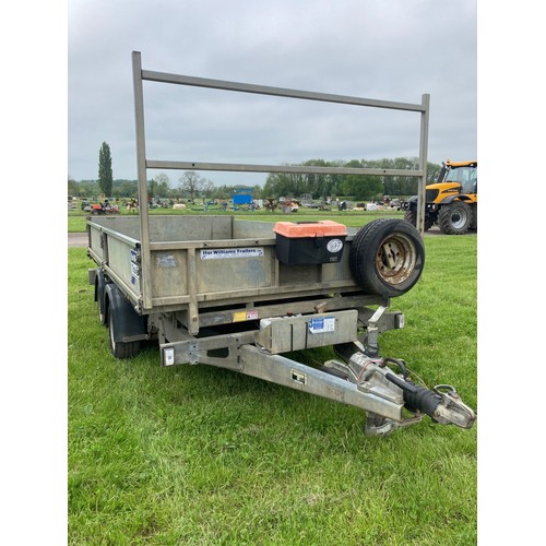 1677 - Ifor Williams 12ft x 6ft tipping trailer with skids. Control box in office