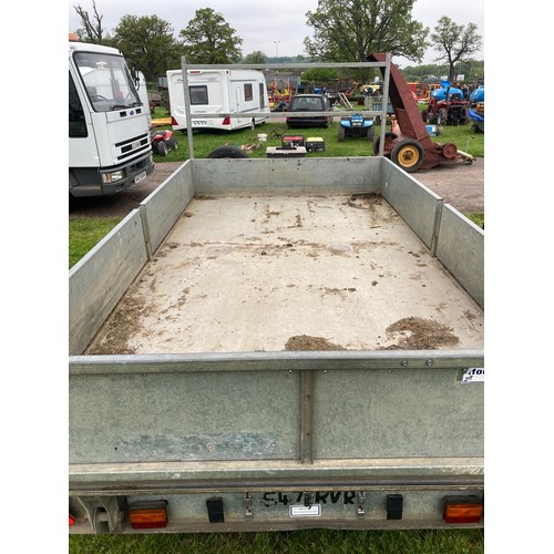 1677 - Ifor Williams 12ft x 6ft tipping trailer with skids. Control box in office