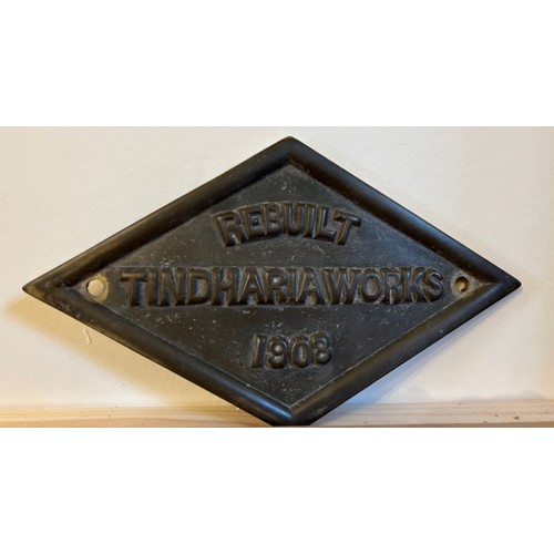204 - Pair of believed original Rebuilt Tindharia works 1908 Brass plaques 30cm x 18cm