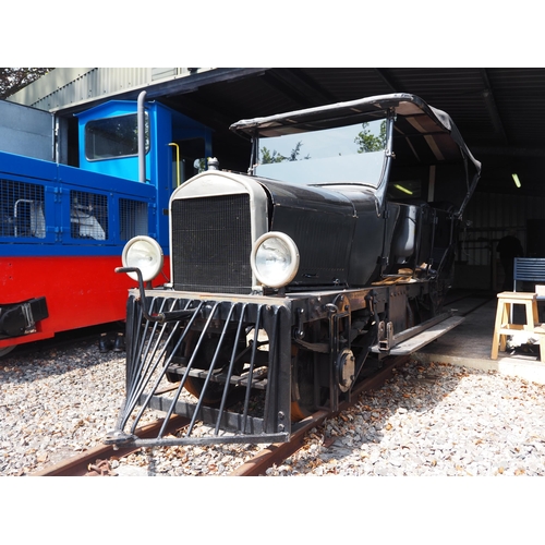168 - Model T petrol car modified to run on 2ft gauge railway. Fitted with a turntable allowing the car to... 