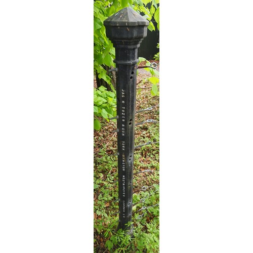 152 - Pair of Cast iron gate posts ‘Westminster London’. Buyer to remove