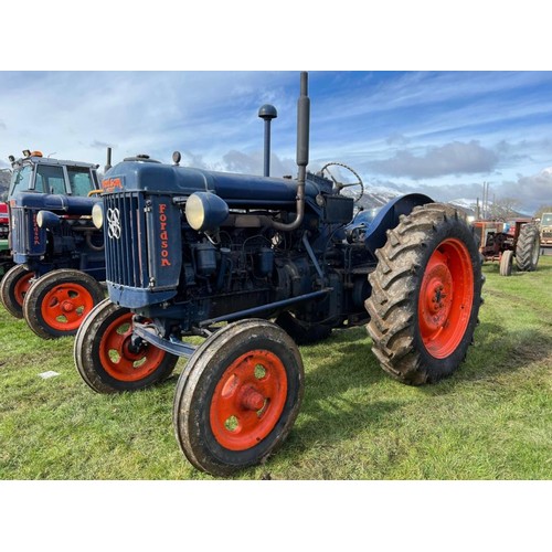 Fordson E27N P6 tractor. Runs. Good rear tyres. Reg GAC 101