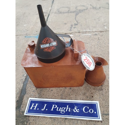 208 - Modern fuel can, oil pourer and funnel with Harley Davidson logo