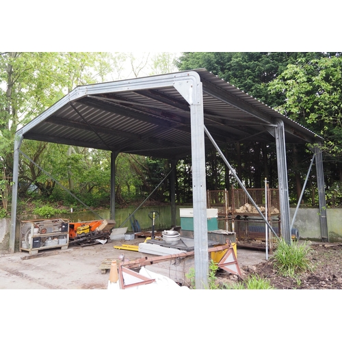 546 - Steel framed 2 bay building with profile roof 26 x 24ft. Buyer to remove