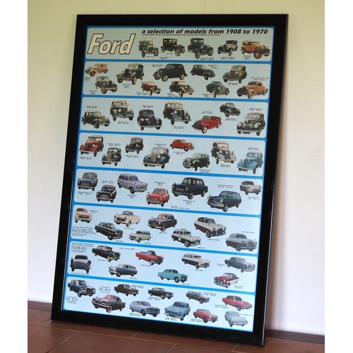 116 - Ford car model poster in frame 34x23