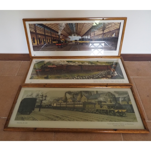 129 - 1840, 1885 & 1905 Train prints in frame 10x24