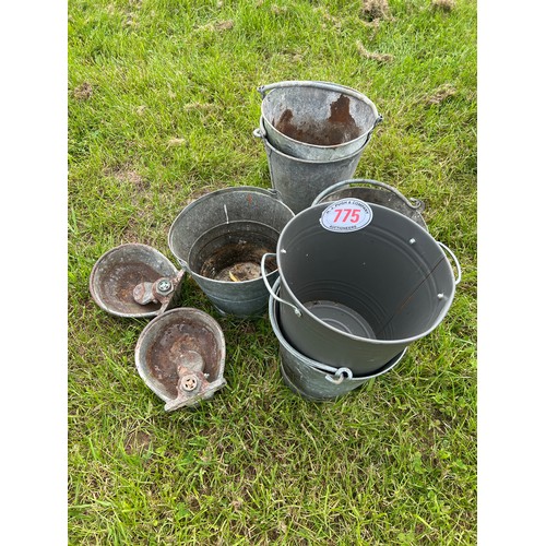 775 - Assorted galvanised buckets etc.