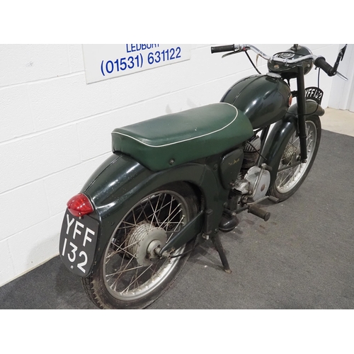 855 - Francis Barnett Plover motorcycle. 1957. 150cc.
Frame no. Y5230
Engine no. 295B21515
Runs and rides.... 