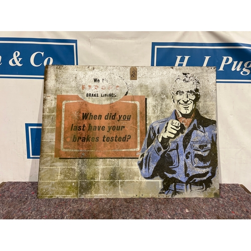 981 - Tin sign - Brake Linings 3ftx4ft