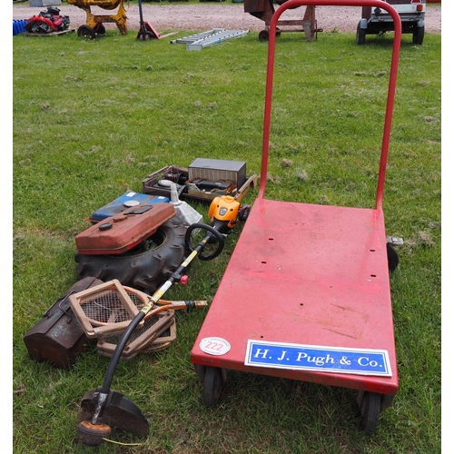 222 - Trolley, strimmers and other tools