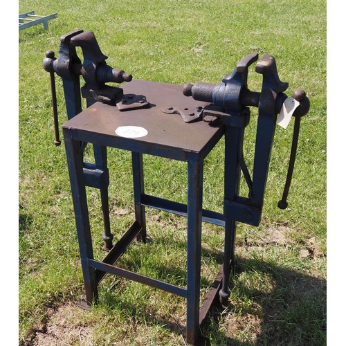 379 - Blacksmiths leg vices on stands - 2