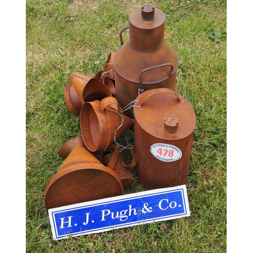 478 - Reproduction oil jugs