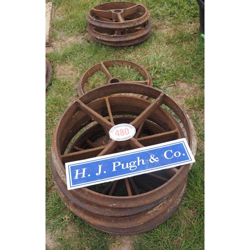 480 - 2 Sets of cast iron wheels