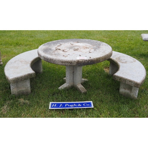 735 - Stone garden table and 2 benches