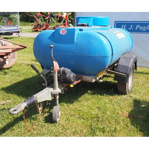 1664 - Single axle trailed water bowser 1000L capacity