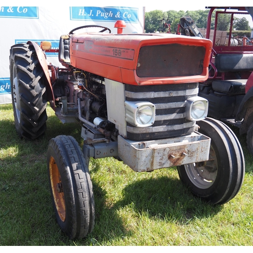 1744 - Massey Ferguson 158 Mk III tractor. Runs and drives, fitted with reduction gearbox. Good tyres