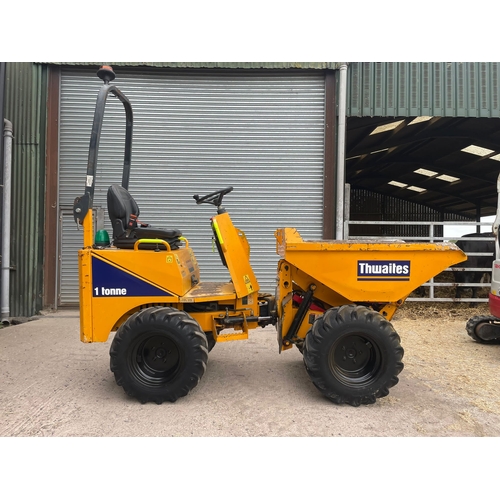 1937 - Thwaites 1 Ton high tip dumper. 2015. 1364 hours showing. Key in office