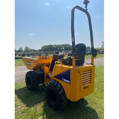 1937 - Thwaites 1 Ton high tip dumper. 2015. 1364 hours showing. Key in office