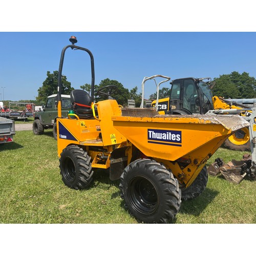 1937 - Thwaites 1 Ton high tip dumper. 2015. 1364 hours showing. Key in office