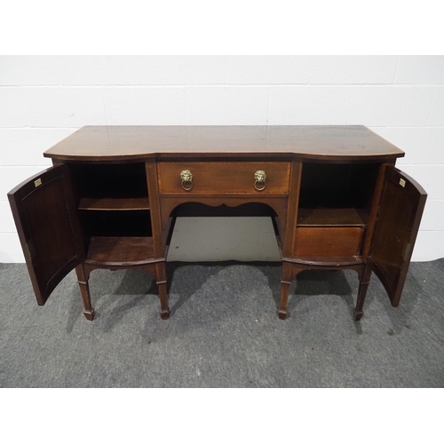 56 - Edwardian mahogany sideboard with inlay and stamped 'Bon Marche, LTD complete house furnishers Brixt... 