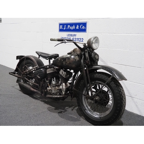 825 - Harley Davidson WLC motorcycle, 1947, 750cc
Frame no. 1531
Engine no. 43.WLC 1531
Engine case number... 