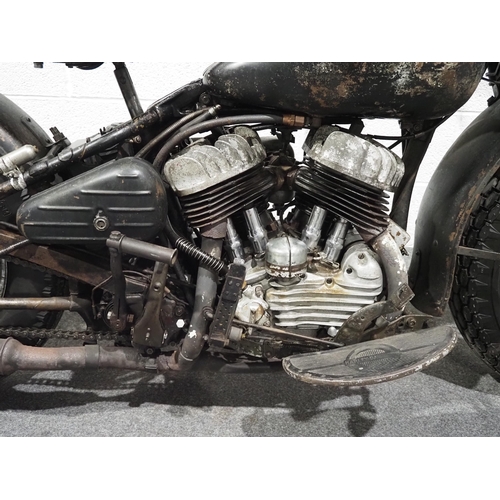 825 - Harley Davidson WLC motorcycle, 1947, 750cc
Frame no. 1531
Engine no. 43.WLC 1531
Engine case number... 