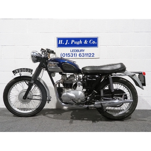 883 - Triumph Tiger 100SS motorcycle, 1965, 500cc
Frame no. H38918
Engine no. H8670
Runs and rides, restor... 