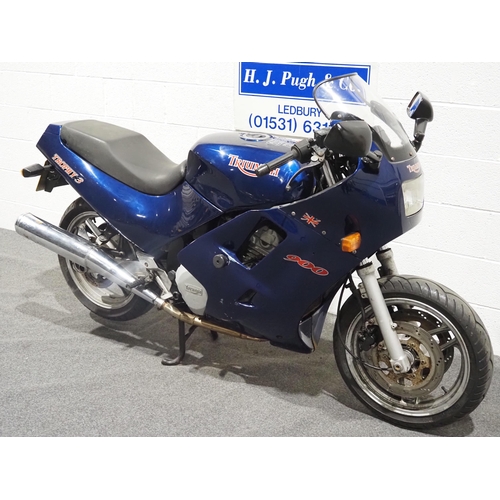885 - Triumph Trophy 3 motorcycle, 1992, 885cc
Frame no. 004601
Engine no. 004670
Runs and rides.
Reg. K14... 