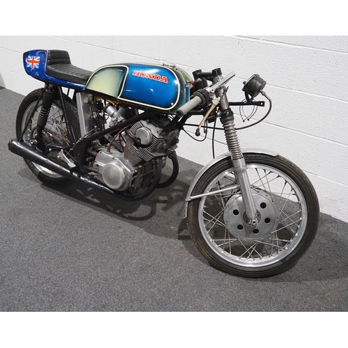 905 - Honda CB72 race bike in Seely type frame with Norton forks and electronic ignition. Was being prepar... 