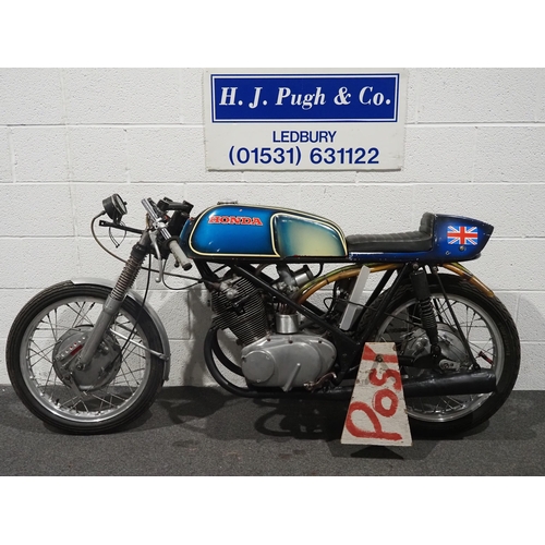 905 - Honda CB72 race bike in Seely type frame with Norton forks and electronic ignition. Was being prepar... 
