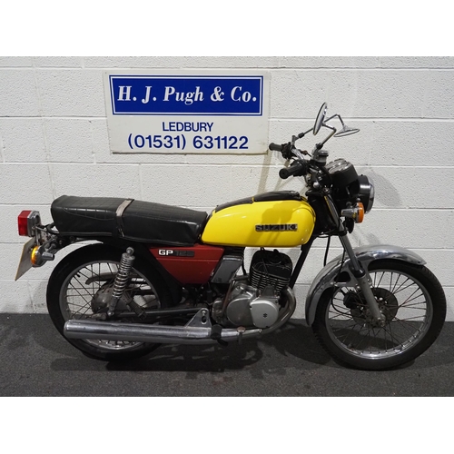 969 - Suzuki GP125 motorcycle, 1980, 124cc
Frame no. GP125117081
Engine no. 138131
Engine turns over, come... 