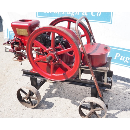 184 - Associated stationary engine on trolley. 3HP. S/No. 505475. Manufactured in Waterloo, Iowa, USA