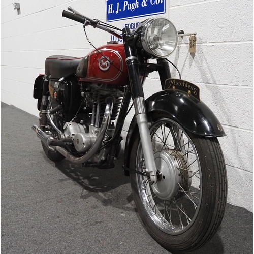 896 - Matchless GLS motorcycle, 1958, 350cc
Frame no. A60279
Engine no. 58G3LS35635
Engine turns over, has... 