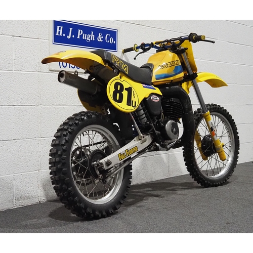 1017 - Suzuki RM500 motocross bike. 1983. 492cc.
Frame no starts. RM11A 
Engine no. RM101-100451
Runs and r... 