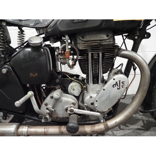 1018 - AJS Model 18 motorcycle. 1950. 498cc. 
Frame No. 016117MB
Engine No. 13489
Engine turns over. Older ... 