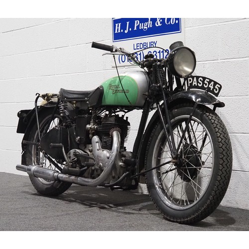 875 - Royal Enfield CO exWD. 1939. 350cc
Engine no. 19302
Starts and runs well, very good condition. 
Reg.... 