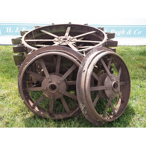 98 - Cast iron spade lug wheels believed to fit Case LA