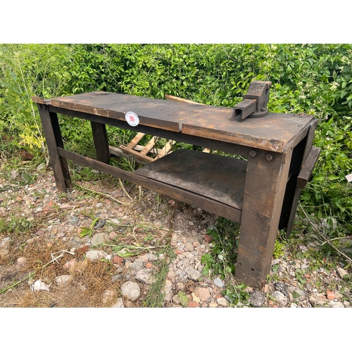 96 - Metal work bench with Paramo vice. 6ft