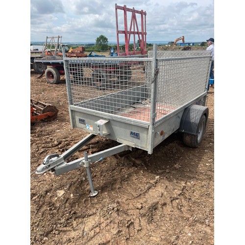 130 - Single axle M&E caged trailer. 7x5ft