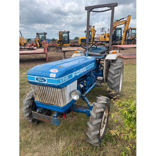 176 - Ford 1710 4wd tractor. Showing 1397 hours. Tractor Number. ULE 00285. Reg B60DVL