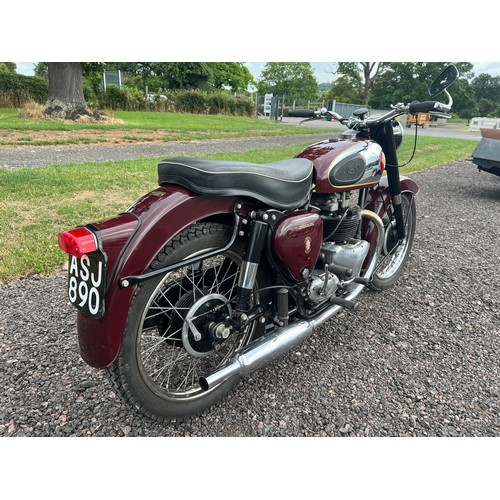 968 - BSA A7 Motorcycle, 1959, 500cc. Near showroom condition, paintwork and frame stove enamelled as orig... 